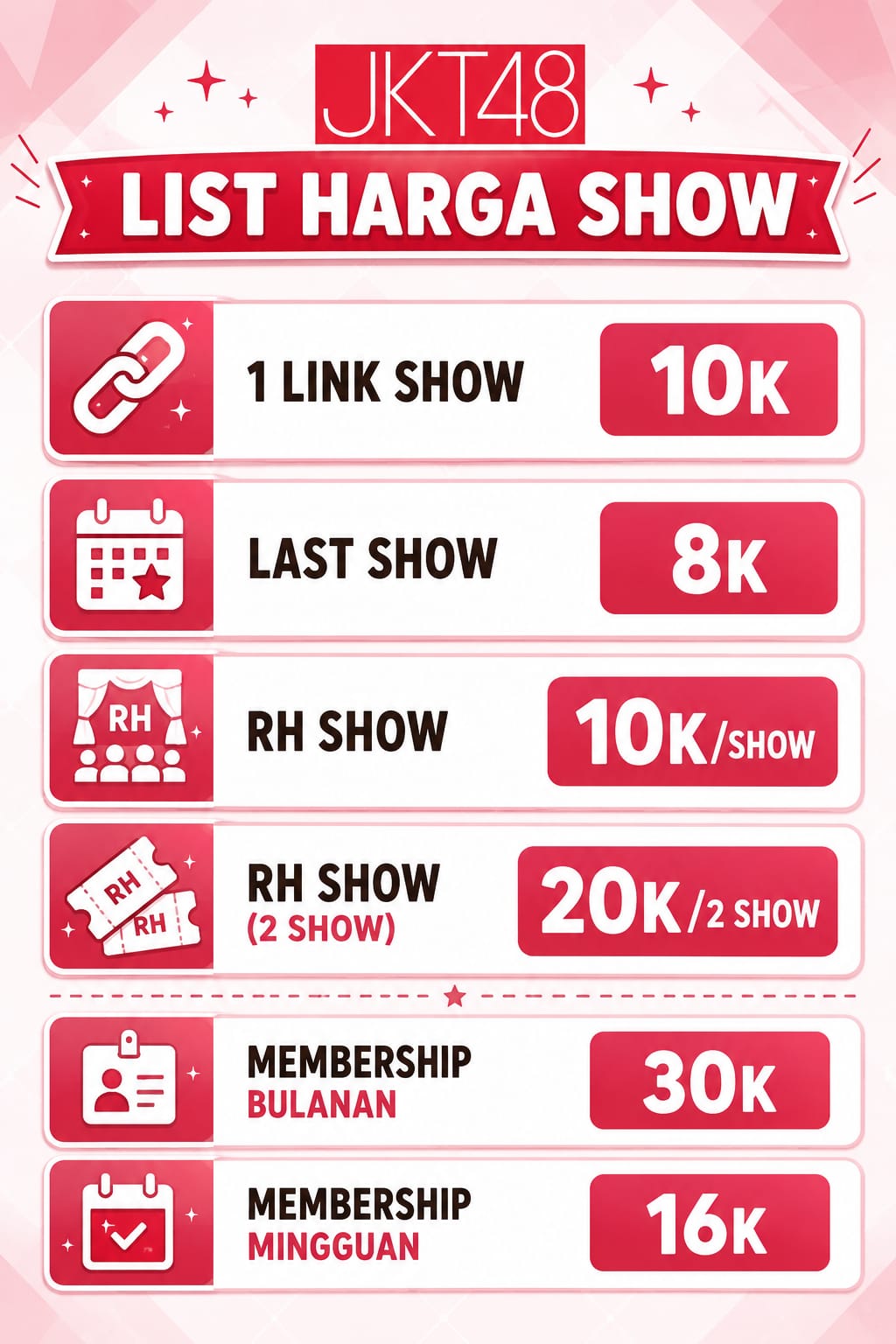 LIST HARGA SHOW JKT48